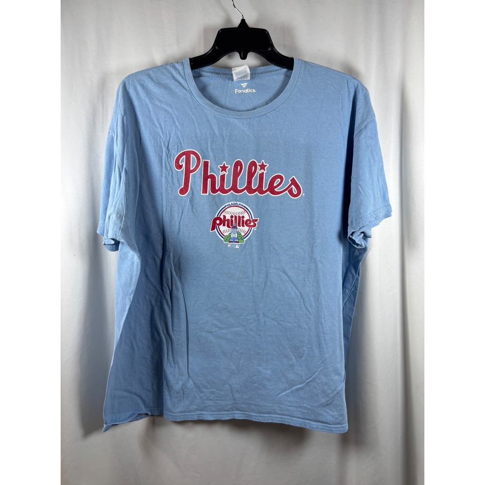 Fanatics Philadelphia Phillies MLB Graphic T-Shirt Mens 2XL Light Blue Cotton